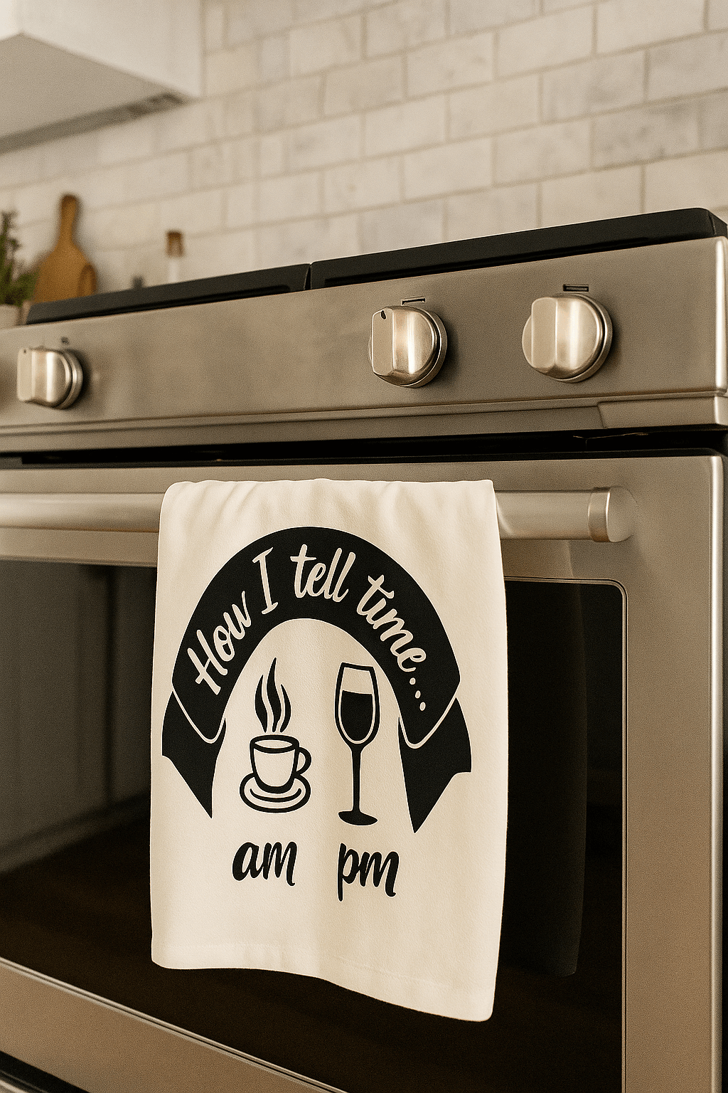 Funny Coffee & Wine Towel – How I Tell Time | 100% Cotton | Wine Country INC