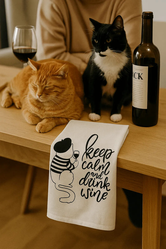 Funny Wine Towel – Keep Calm and Drink Wine | 100% Cotton | Wine Country INC