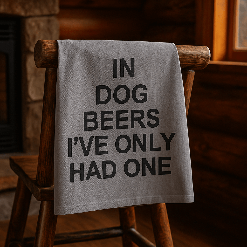 Funny Beer Towel – In Dog Beers | 100% Cotton | Wine Country INC