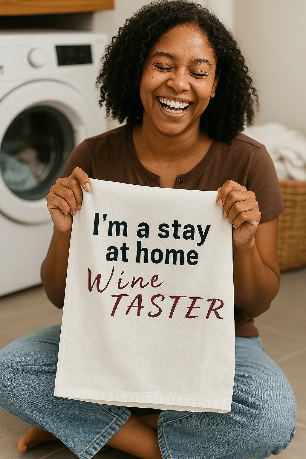 Funny Wine Towel – Stay at Home Wine Taster | 100% Cotton | Wine Country INC