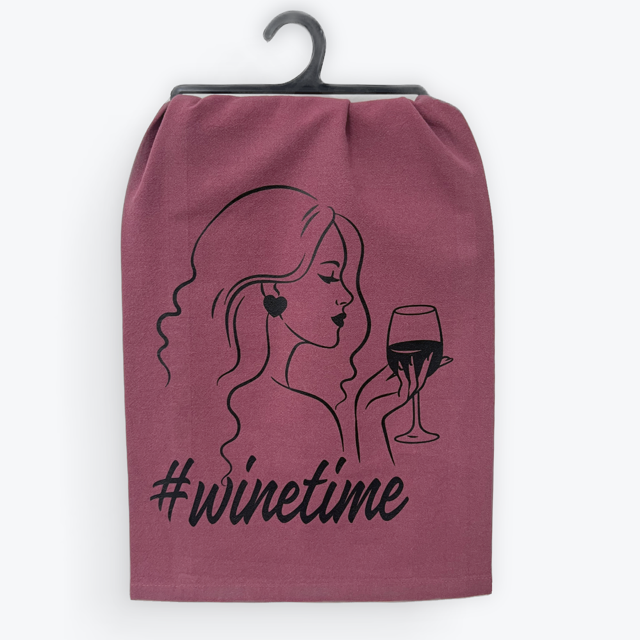 Funny Wine Towel – Winetime | 100% Cotton | Wine Country INC