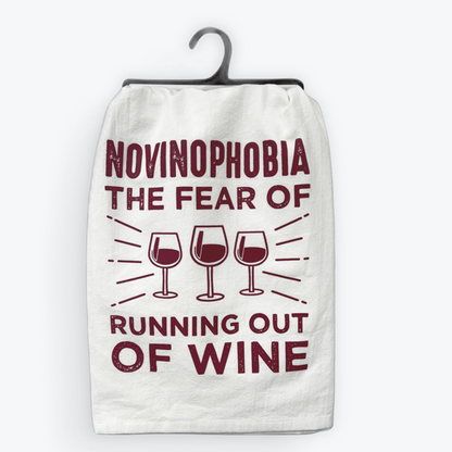 Funny wine towel, Novinophobia design, 100% cotton, eco-friendly