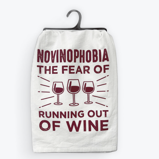Funny wine towel, Novinophobia design, 100% cotton, eco-friendly