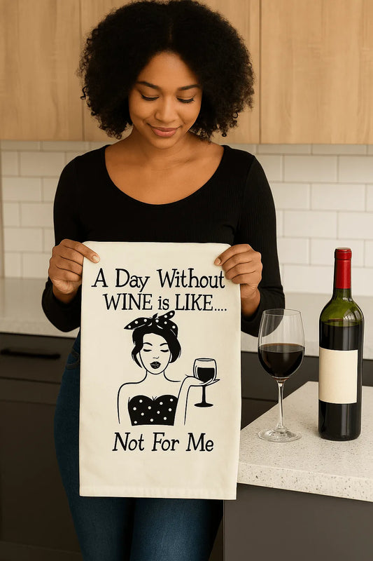 Funny Wine Towel – A Day Without Wine | 100% Cotton | Wine Country INC