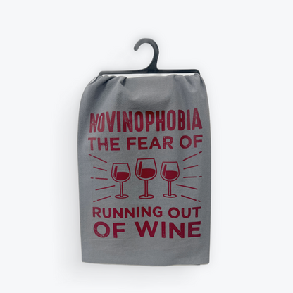 Funny Wine Towel – Novinophobia | 100% Cotton | Wine Country INC