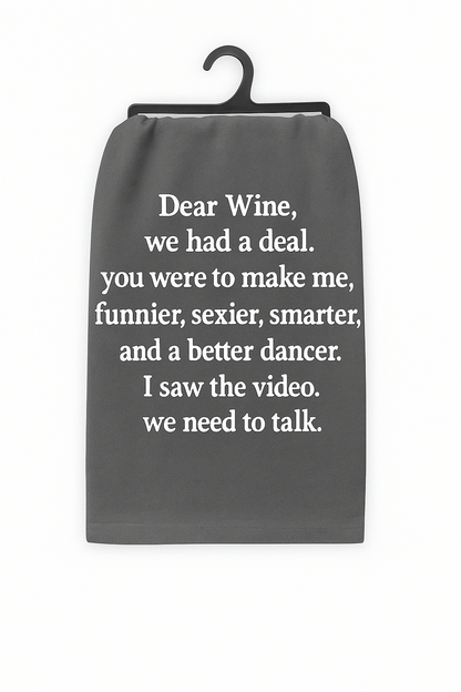 Funny Wine Towel-Dear Wine | 100% Cotton | Wine Country INC